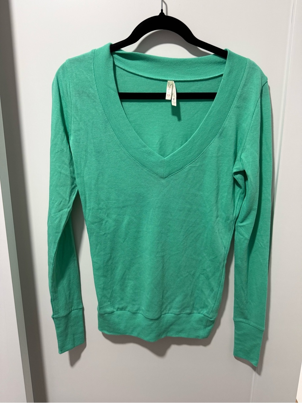 Women’s V-Neck Long Sleeve Tee in Mint Green